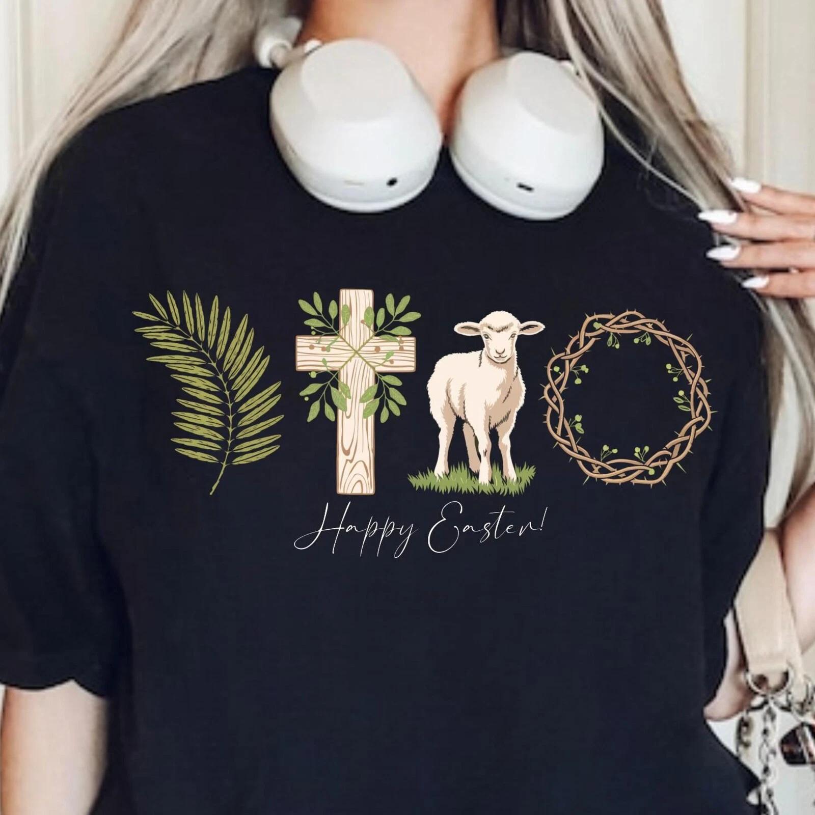 Men s and Women s T-shirts Happy Easter Shirt, Christian He is Risen Easter Shirt, Jesus Easter Shirt XXL