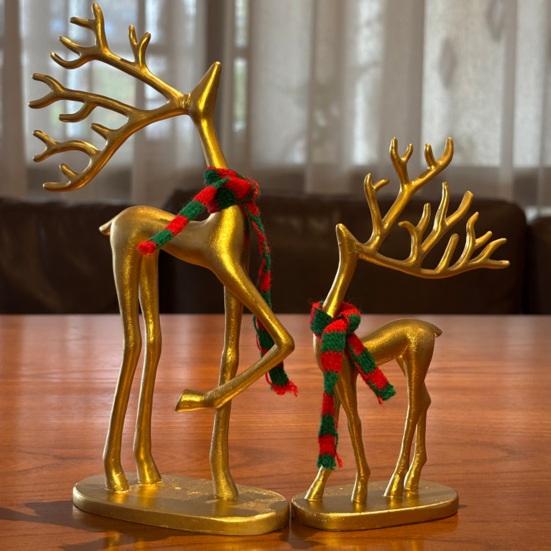 1/2 יחידות פסל אייל חג המולד עם צעיף פסלון צללית אייל מינימליסטי פיסול צבי קישוט קישוט שולחני לבית למשרד