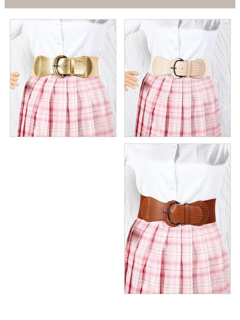 Women's Animal Print Elastic Leather Belt with Buckle