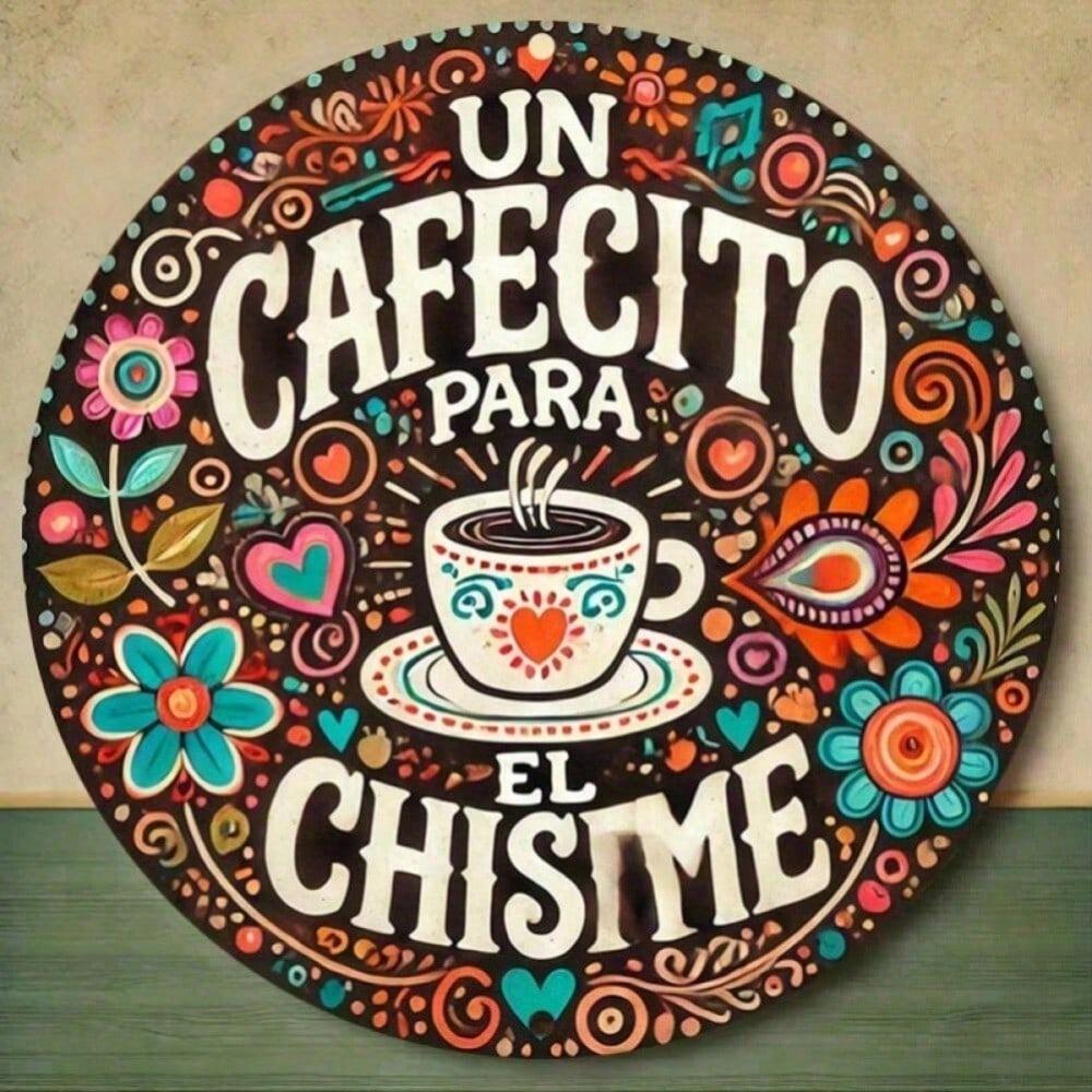 Vintage Rond Metalen Wandkunst 8 inch Spaanse Koffie Decor Bord Un Cafecito Para El Chisme