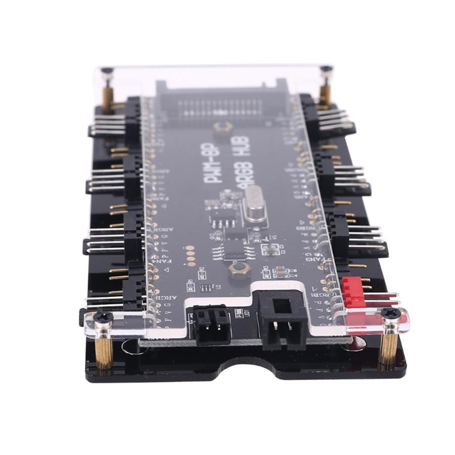 PWM fan+ARGB LED sync controller 2 in 1, wireless, 1 to 8, splitter, 5V, 3-pin ARGB, 4-pin fan adapter