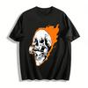 Flame Skull Biting Skateboard Street Style Cool Graphic Casual Top Pure Cotton T-shirt