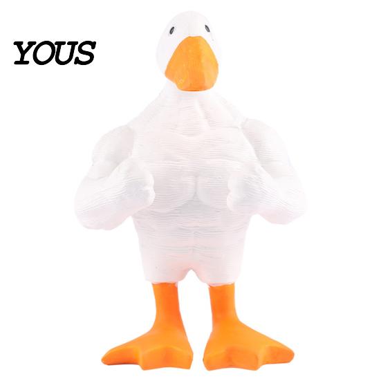 Pato Musculoso Accesorio de Escritorio Figura Musculosa de Resina, Estatua Fuerte de Fitness, Adorno Blanco Amarillo en Forma de Figura para Decoración de Mesa Hogar Oficina