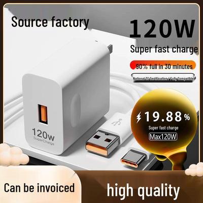 Huawei Compatible 120W Super Fast Charger with 100W Honor Phone Support & 66W Flash Charging Data Cable Plug