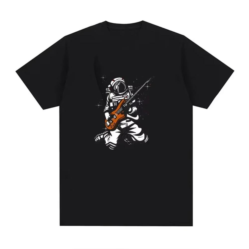 Moon Astronaut T-Shirt Men Women Plus Size Fashion O-Neck Casual Streetwear Breathable Oversized Printed Loose Unisex Tees
