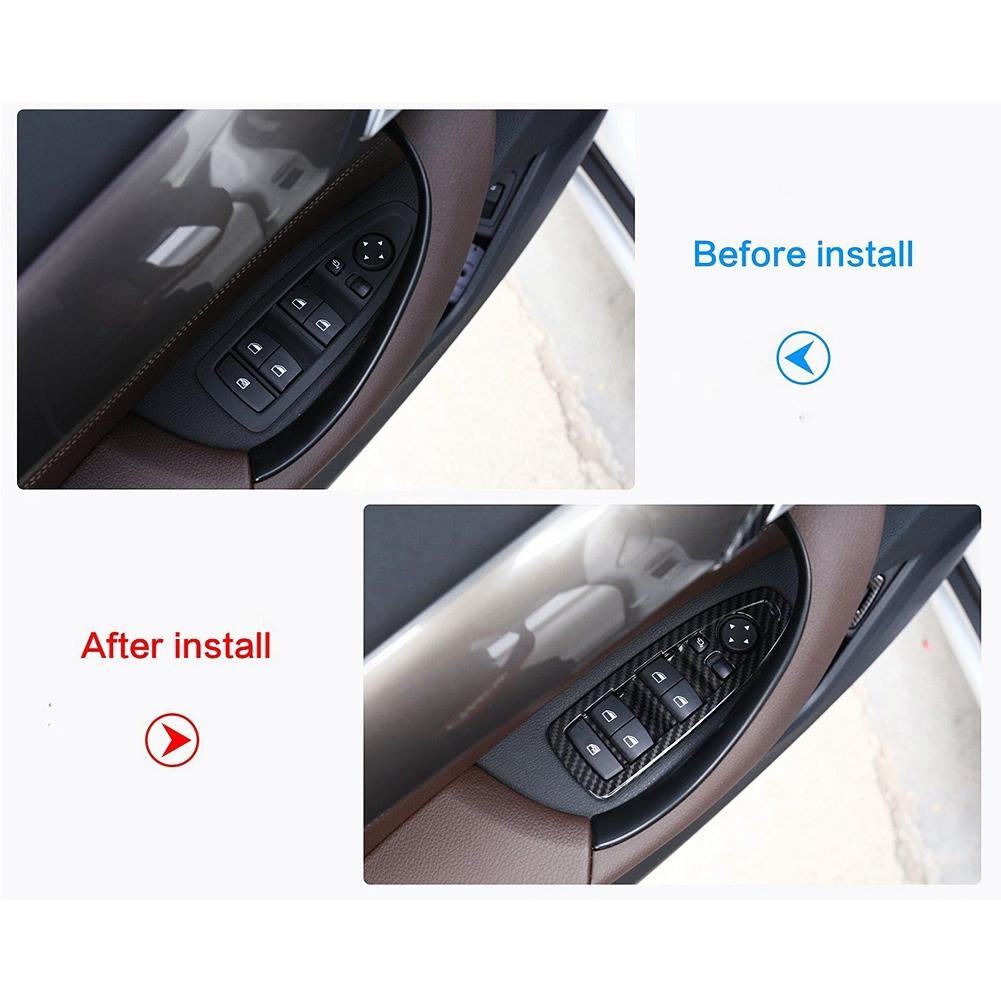 4pcs Carbon Fiber Style Window Lift Switch Frame Trim for BMW X1 16 19