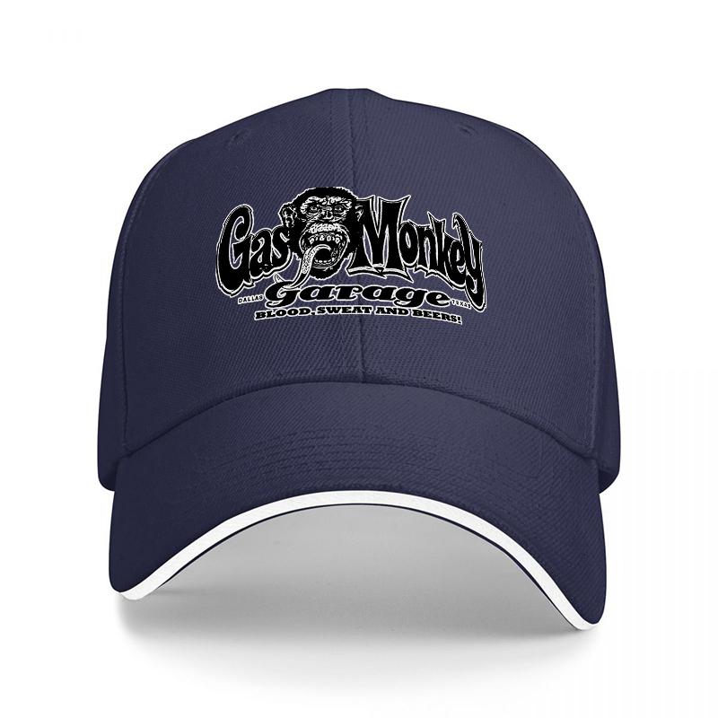 Berretto da Baseball con Logo Gas Monkey Garage Nero con Bordi Bianchi Vestibilità Classica per Unisex e Donne Stile Streetwear Cappello per Appassionati di Auto