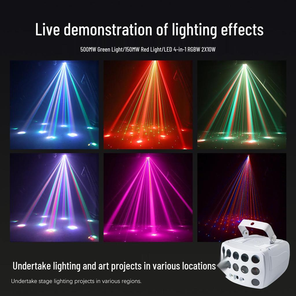 3-in-1 LED Butterfly Laser Beam Light Bar with Remote Control - Sound-Activated Disco, Strobe, and Colorful Atmosphere Effects for KTV.
