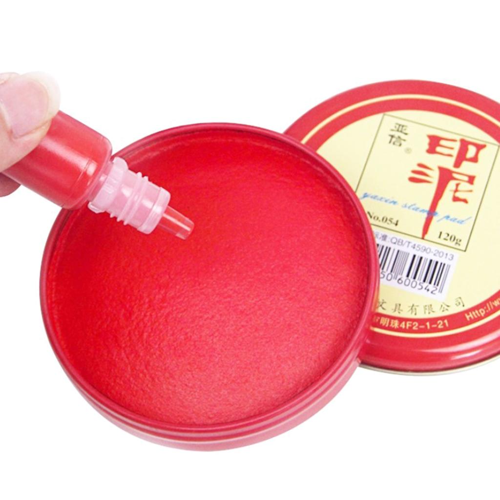 Red Stamp Pad Chinese Ink Pad Red Ink Paste Quick-Drying Red Stamp Ink Pad Round Yinni Pad for Crisp & Clear Impression