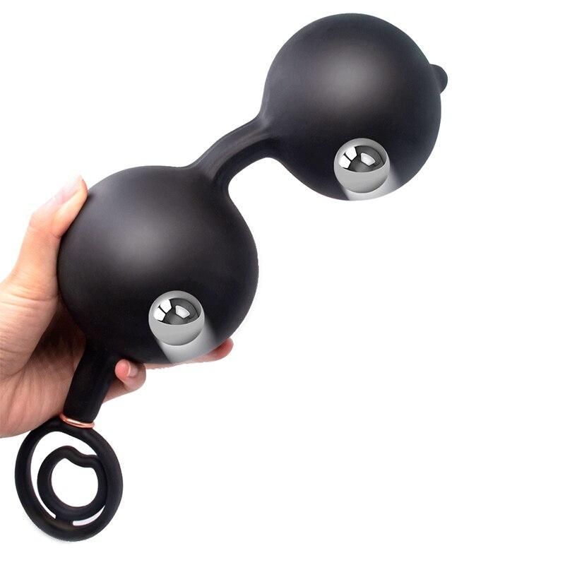 Double Bead Inflatable Anal Plug Anal Massager Expansion Stimulation  Sex Toys Fisting Silicone Tail Plug Anal Dildo