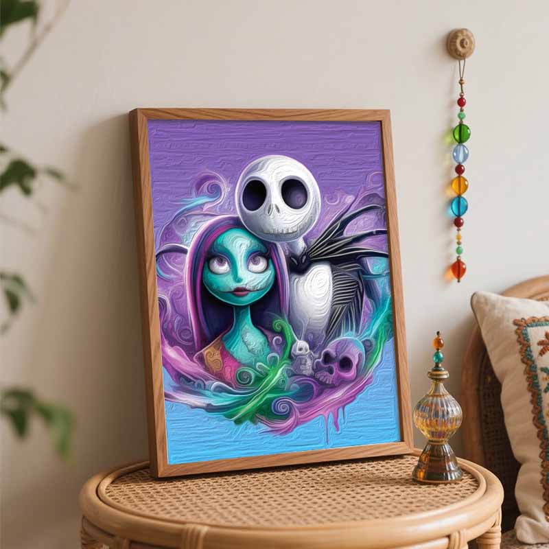 Disney Oil Painting Painting Art The Nightmare Before Christmas Jack Sally Handmade Diy Painting Home Decoration Gift