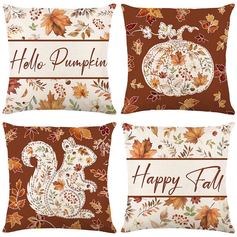 Living Room Decoration Pillowcase Cushion Cover Pillowcase Autumn Maple Leaf Linen Printed Home Pillowcase