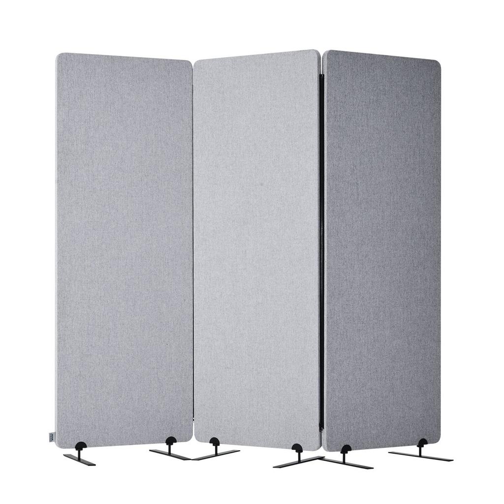 2FT Room Divider 3 Panels PET Polyester Soundproof Privacy Screen Grey