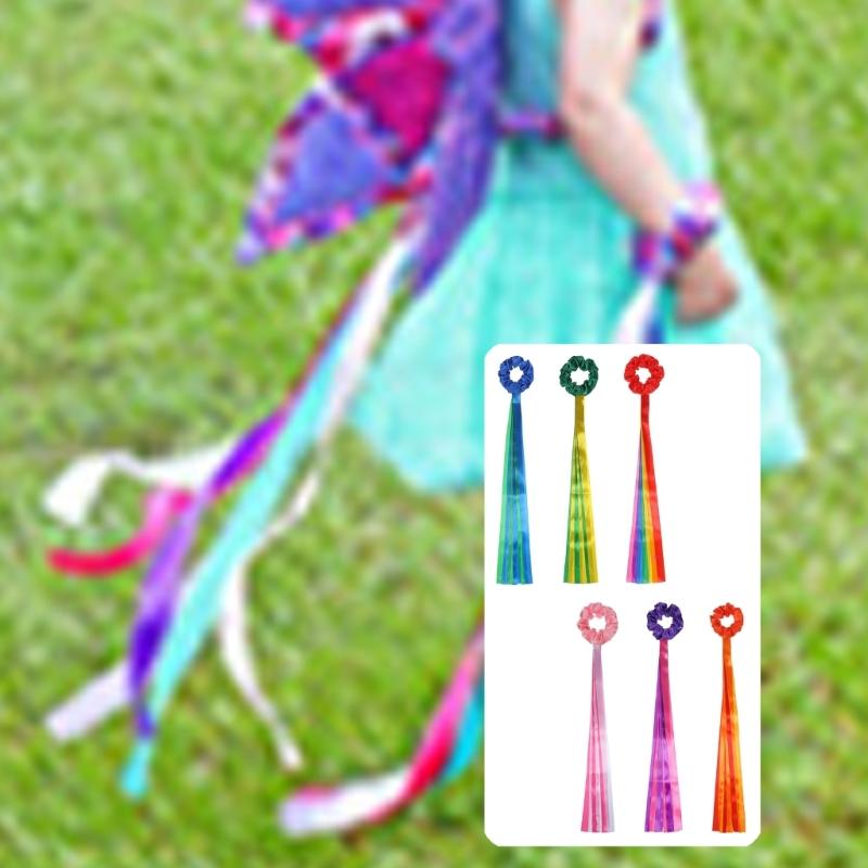 6Pcs Rainbow Dance Ribbons Handheld Rhythm Streamers Gymnastics Dance Decorations For Parties And Training Enduring