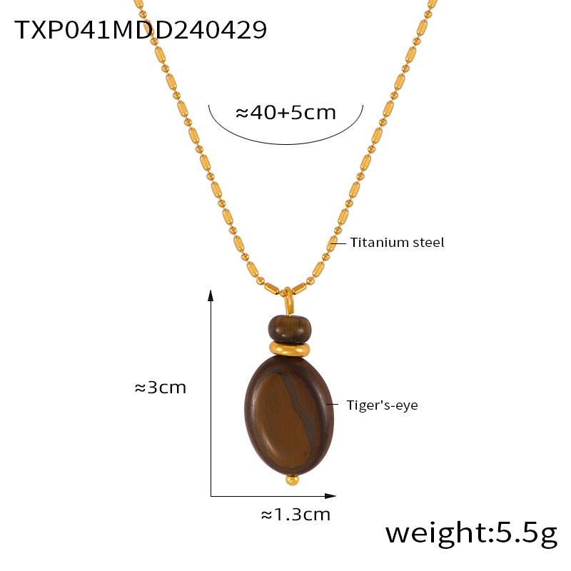 

Elegant Maillard Tiger Eye Pendant: Versatile Titanium Steel Jewelry Set