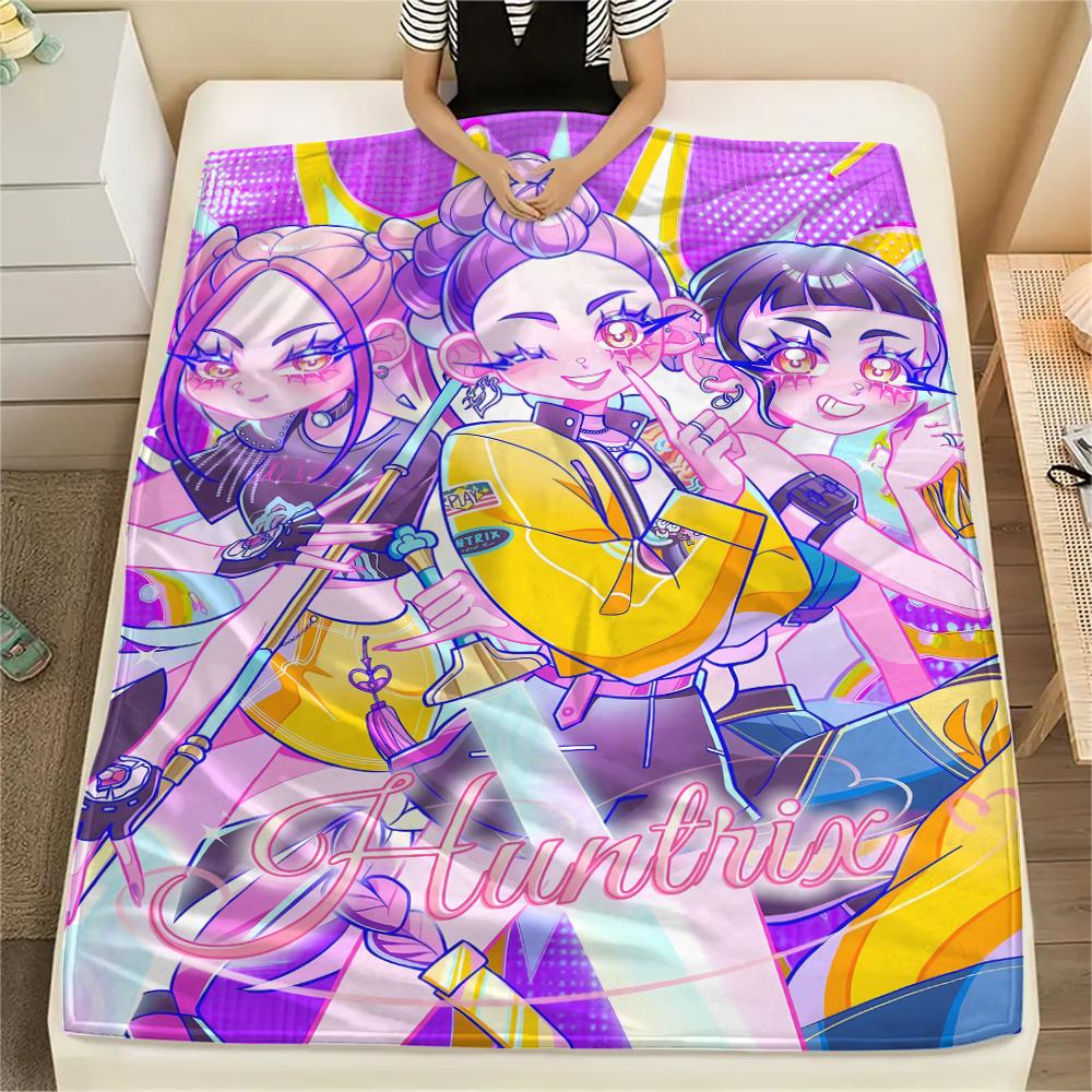 1pz Coperta in Flanella con Stampa Kpop Demon Hunters, Alta Qualità, Per Tutte le Stagioni, Decorazione per la Casa, Calore e Comfort, Perfetta per Regali di Natale