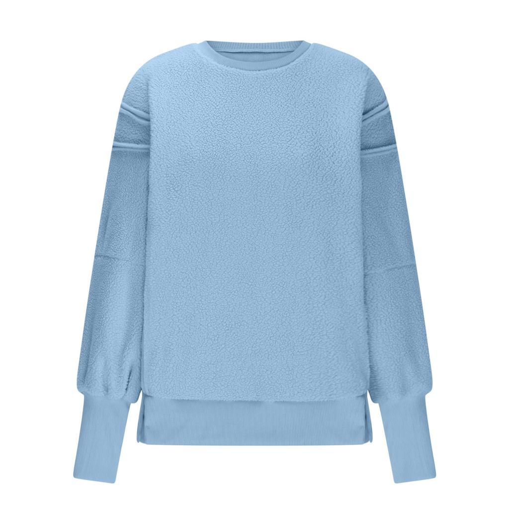 Damen Pullover mit Farbe und Sweatshirt Plüsch Langarm Mode Sweatshirt