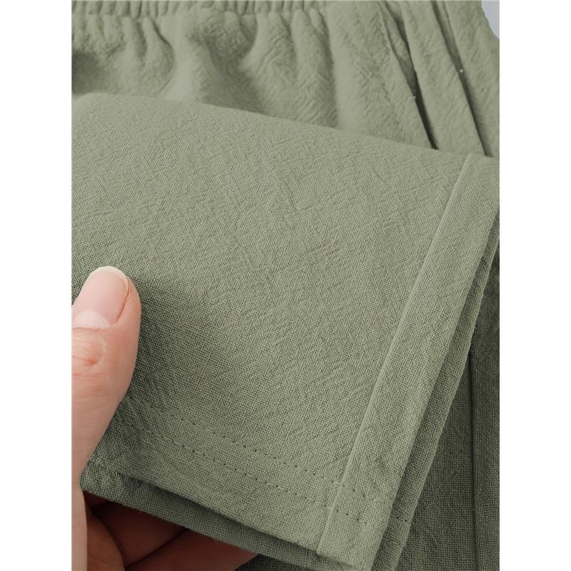 Men's Loose Jogging Pants, Woven Linen Solid Straight Leg Pants