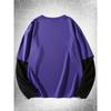 J1417 Yin-Yang Fish Print 2-in-1 Look Long Sleeve T-Shirt Men's High Street Comfort Streetwear Fashion Top