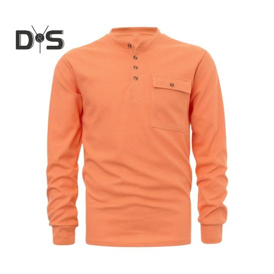 

Осенне-весенняя мужская рубашка с круглым вырезом, нагрудным карманом на пуговицах, эластичными манжетами, утолщенным однотонным пуловером, свободным повседневным деловым стилем S хаки