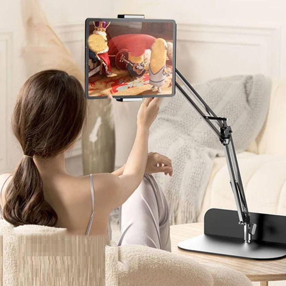 Zatahovací držák na telefon/tablet k posteli 2 v 1, 360° otočný držák na tablet, postel, pohovka, stůl