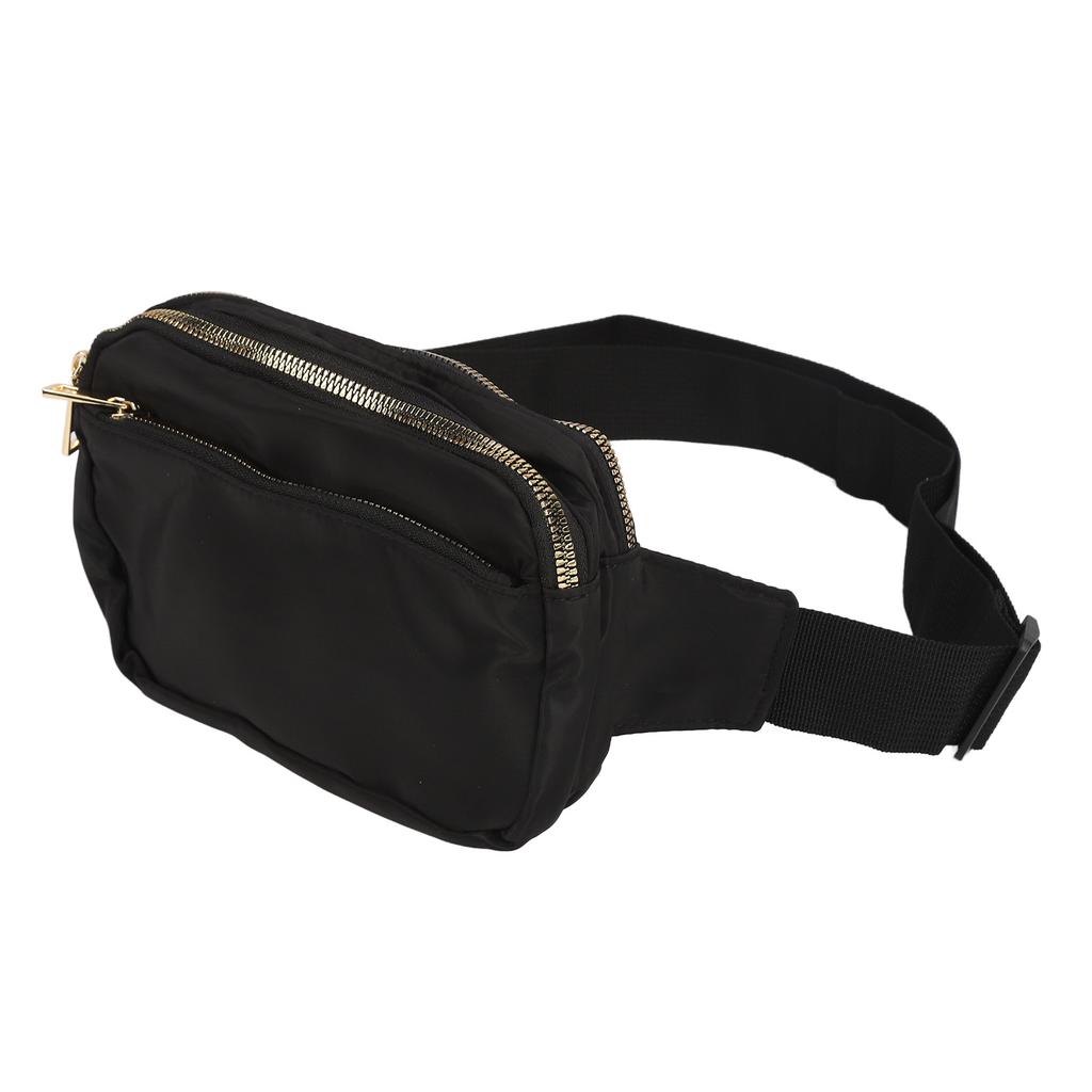 Outdoor Sports Waist Bag Black Fashionable Water Resistant Zipper Chest Messenger Bag for Hiking Black 7.1 X 5.1 X 2.2in