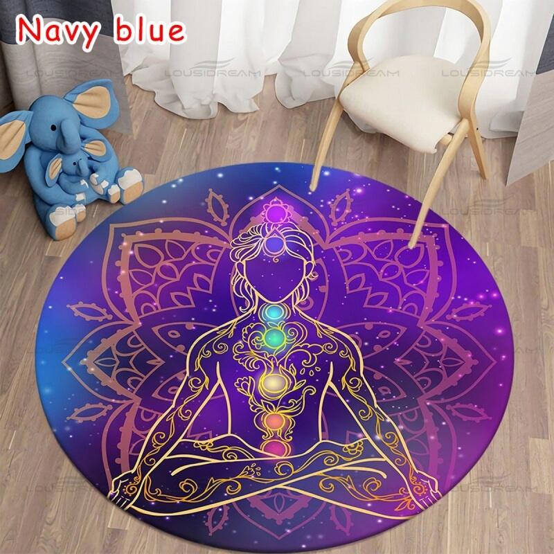 Runder Meditations-Chakra-Muster-Teppich Yoga-Praxisbereich Teppich Innenbereich Heimdekoration Fußmatte