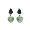 E551 Emerald Austrian Crystal Silver Needle Earrings