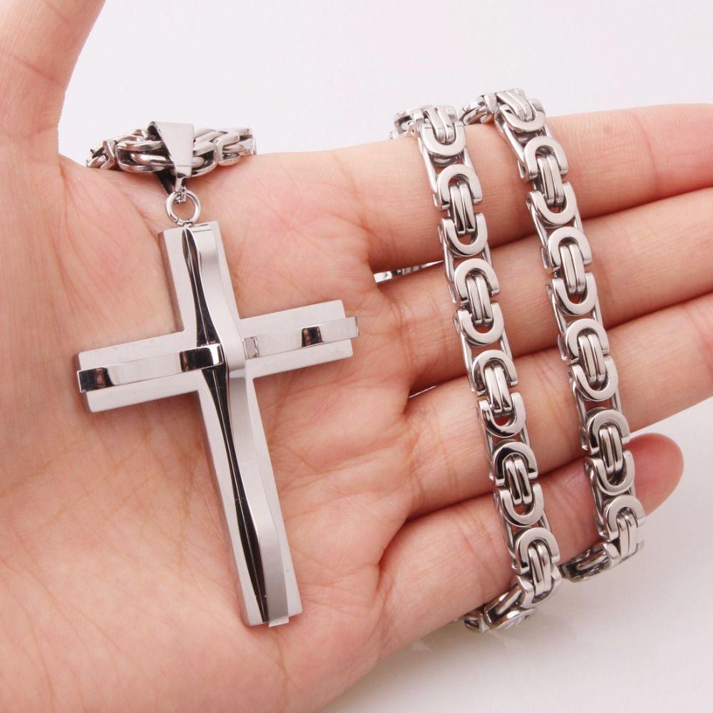 Colier Cruce din Oțel Titanic Accesorii Bijuterii Catolice Retro de Lux Pandantiv Crucifix Religios Ușor Lanț Biserică