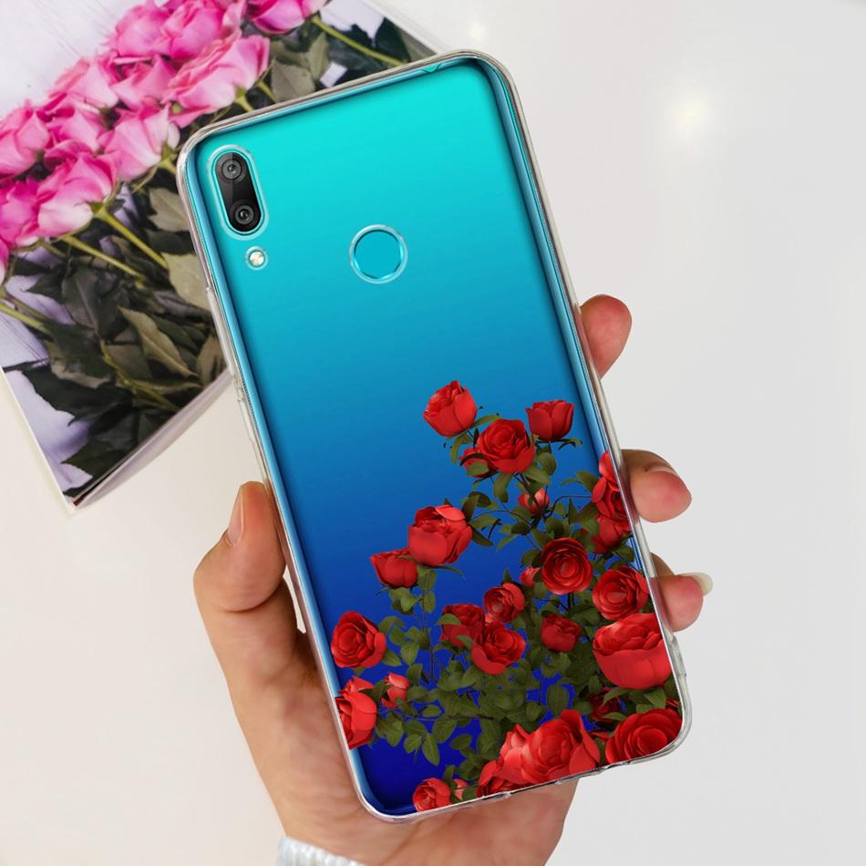 For Huawei Y7 2019 Phone Case Huawei Y7 Prime Pro (2019) DUB-LX1 LX2 LX3 Cute Panda Flower Pattern Soft Silicone TPU Cases