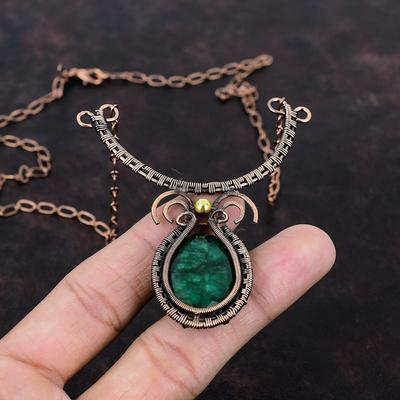 Faceted Zambian Emerald Necklace Copper Wire Wrapped Gemstone Necklace Adjustable Necklace Copper Wire Jewelry Handmade Jewelry Gift For Mom