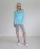 CRANK Sheer Necklace Off-Shoulder Top_Aqua Blue