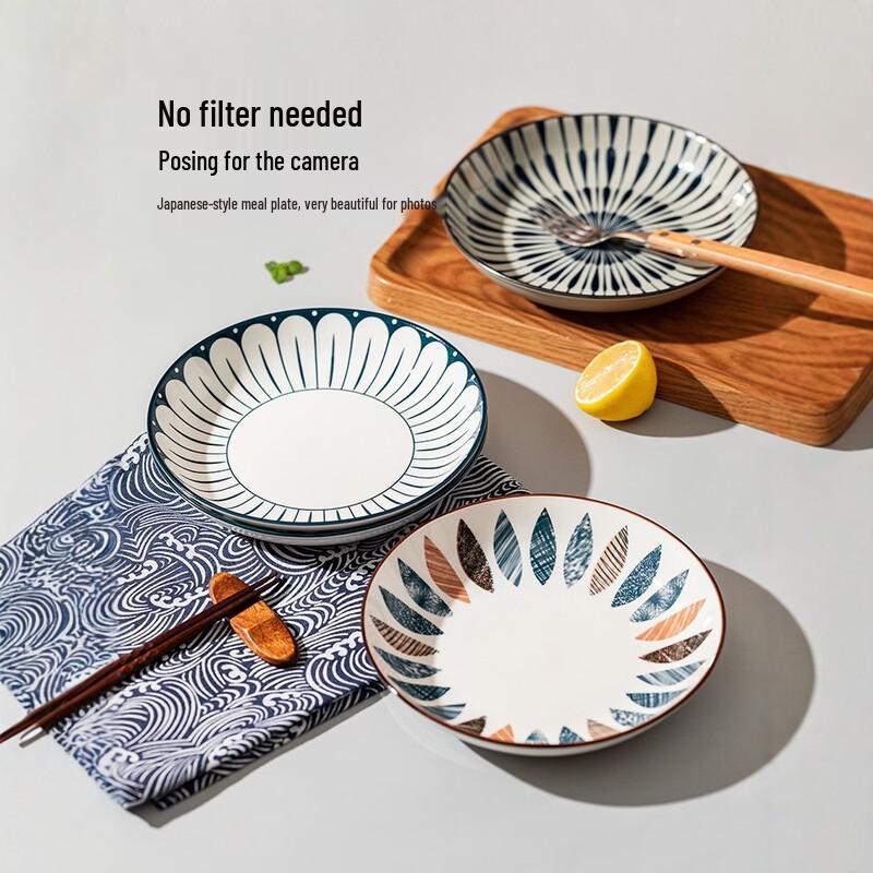 OLOEY Japanese Ceramic Deep Plate Set
