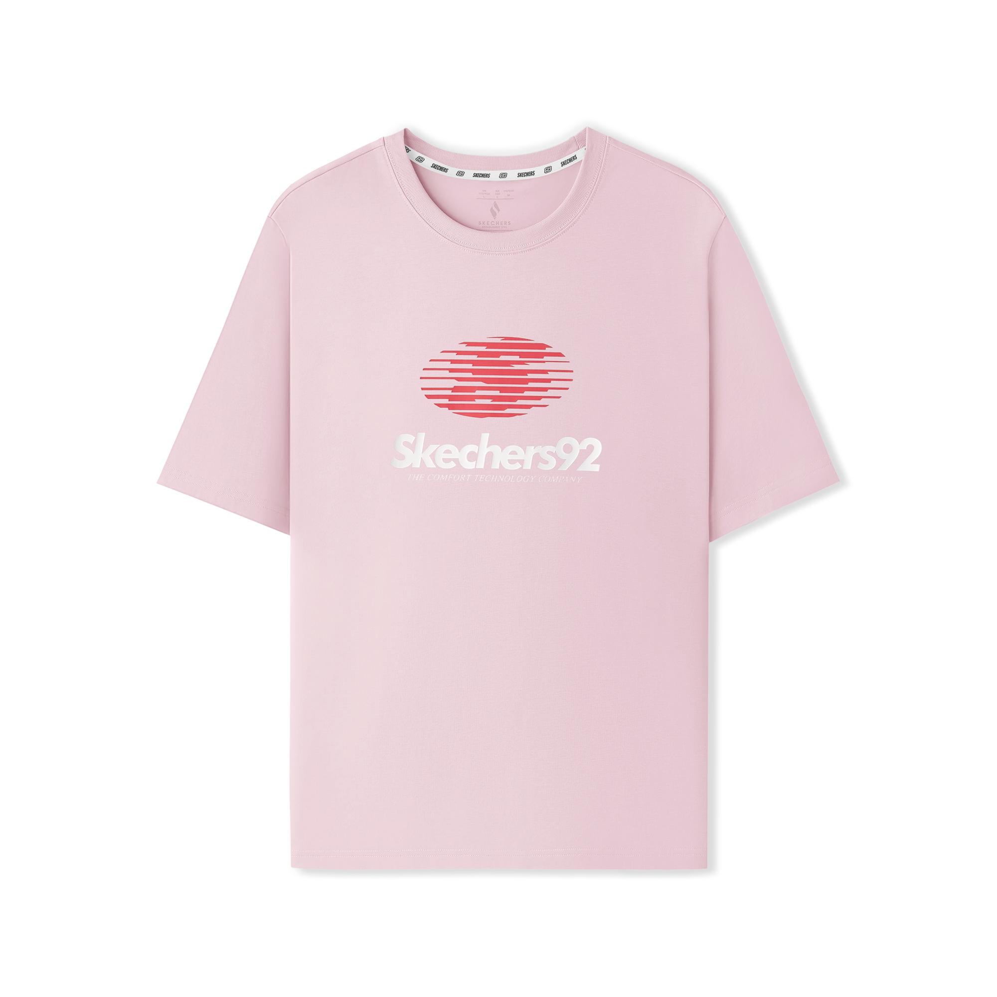 Skechers Sport Lifestyle Series Cool Fabric Knitted Soft Comfortable Short Sleeve T-Shirt Unisex Tops Gray Pink L225U049-01NX XS