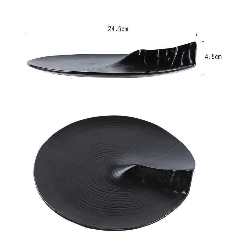 Round Stripe Ceramic Dinner Plate Restaurant Special-shaped Irregular Dessert Plate Hotel Restaurant Tableware Kitchen Utensils
