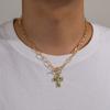 1 Ethnic Style Two-color Cross Pendant, Thick Chain, OT Buckle, Religious Necklace, Suitable for Both Men and Women To Wear