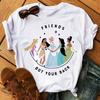 Disney Cartoon Princess Printed Women T-shirt Kawaii Graphic Printed T Shirt Summer Casual Short Sleeve Female Tops Tshirt Tees