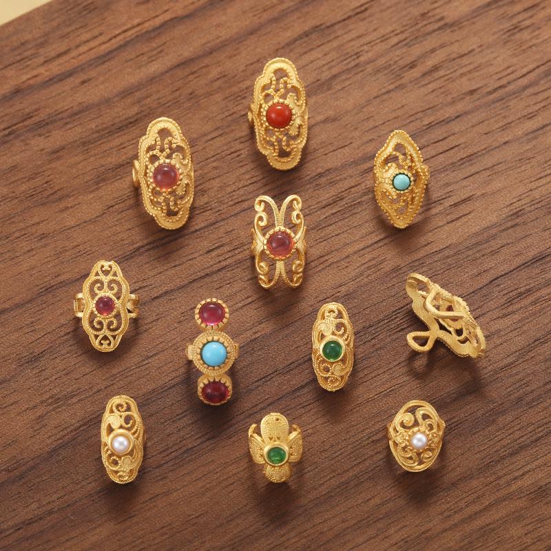 Handmade S925 Silver Ruyi Clasp Bracelet with Jade, Corundum Butterfly Clip, and Decorative Ring - Jewelry Accessory P24