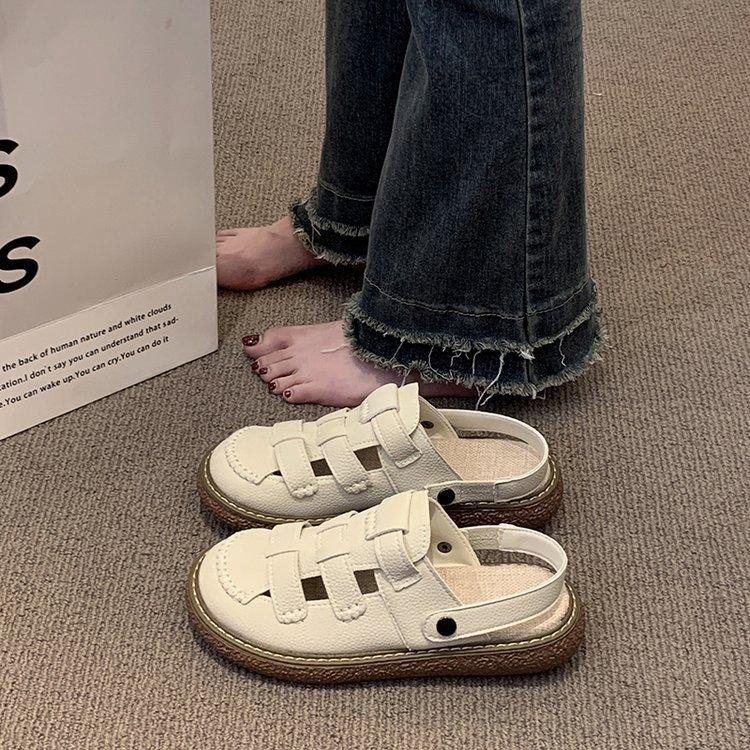 Sandals for women 2025 new style summer double wear thick soled half slippers summer soft soled beach Roman shoes