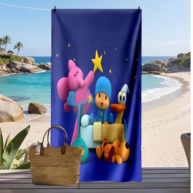 Pocoyo Aufdruck Schnelltrocknendes Strandtuch Super Saugfähiges Weiches Leichtes Badetuch für Pool Sommer Reisen