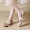 Fashion Elegant Pointed Toe Crystal Low Heel Pumps Women Comfort Shallow Brand Designer Shoe Luxury Wedding Bridal Shoe Zapatos De Mujer
