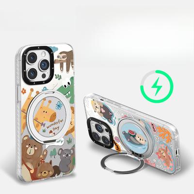 Animal Graffiti Suitable for Apple 15 Promax Mobile Phone Case 16 Magnetic Fulcrum Stand 13 Cute Cartoon 14 Advanced