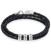 Factory Personalized Leather Bracelet 925 Sterling Silver Custom Name Beads Bracelet for Men