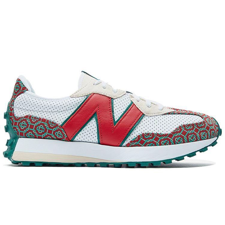 Casablanca x New Balance 327 Röd Monogram Unisex Sneakers Vit Grön MS327CAA