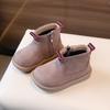 Autumn  Baby Short Boots Girls  High-top Leather Boots Boys Anti-slip Retro Cotton Boots