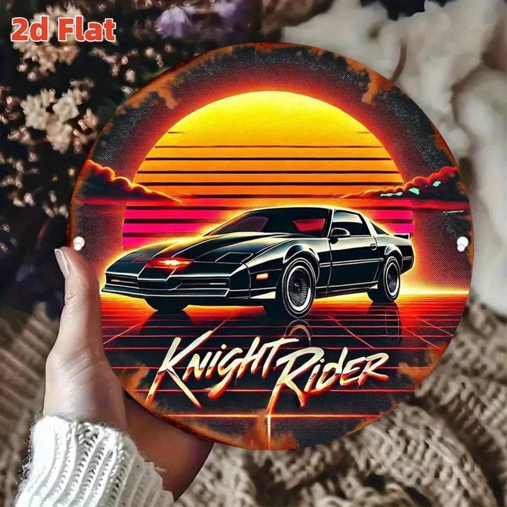 KITT Knight Rider Retro Neon Metal Wall Art Aluminum Tin Sign Garage Decor 20x20