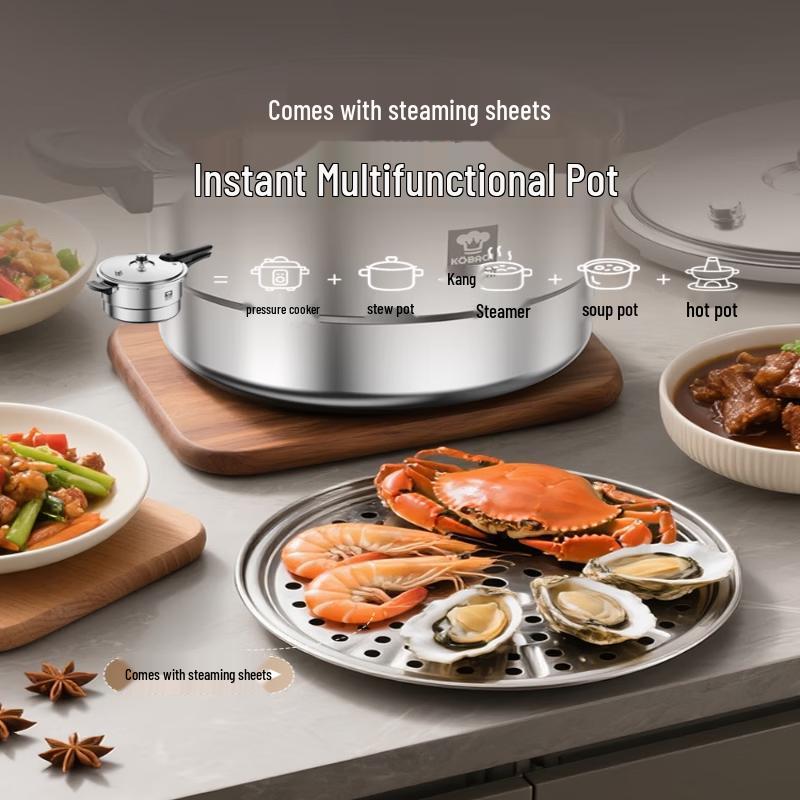 KOBACH 304 Stainless Steel 6L Pressure Cooker with Steamer