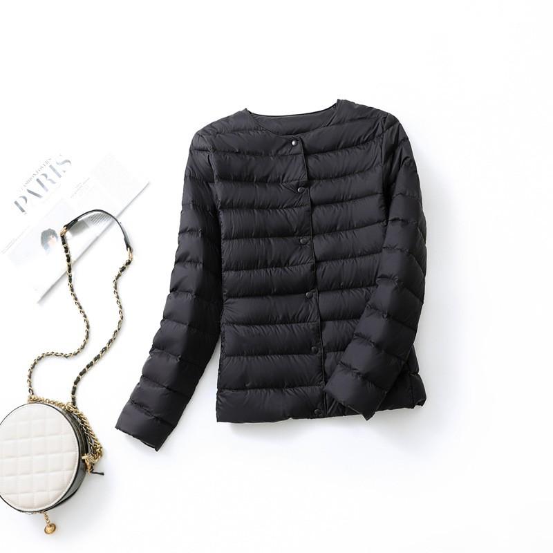 Womens Lightweight Short Down Jacket No Collar Thin Inner Layer Warm Fashionable Plus Size Outerwear