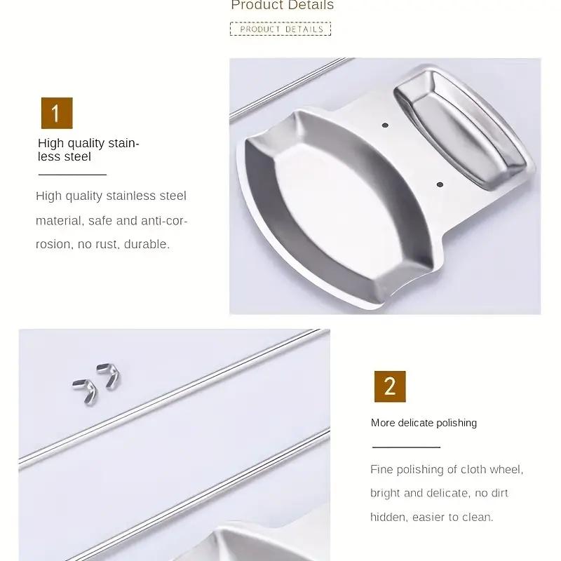 Stainless Steel Lid & Spoon Holder with Drip Tray, Detachable Pot Lid Organizer for Kitchen Storage