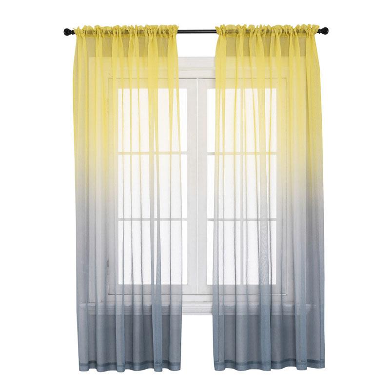 Modern Gradient Tulle Window Curtains For Living Room Organza Yarn Sheer Voile Curtain For Bedroom Kitchen Drape Decor New